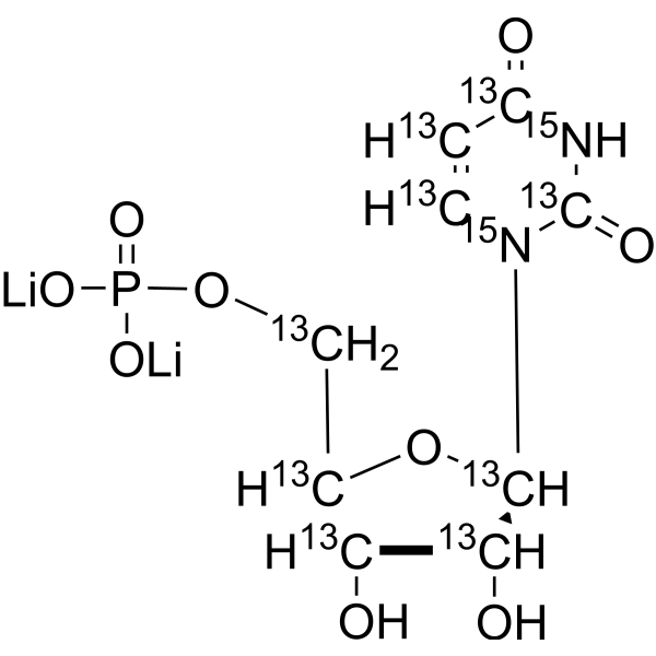Uridine <em>5</em>'-monophosphate-<em>13</em><em>C</em>9,15N2 dilithium