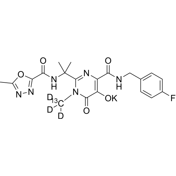Raltegravir-<sup>13</sup>C,d<sub>3</sub> potassium Chemical Structure