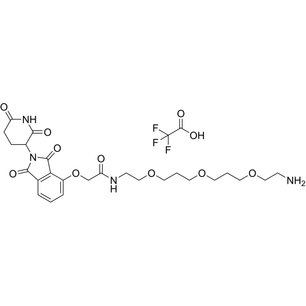 Thalidomide-O-amido-PEG1-(C1-PEG)2-C2-NH2 TFA Chemical Structure
