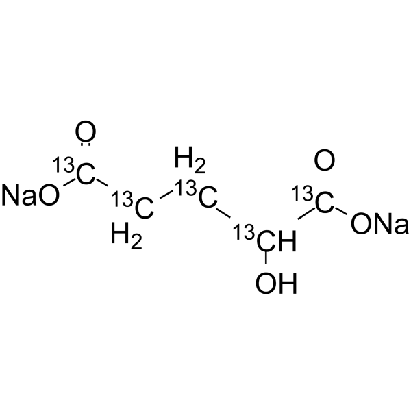 α-Hydroxyglutaric acid-<sup>13</sup>C<sub>5</sub> disodium Chemical Structure