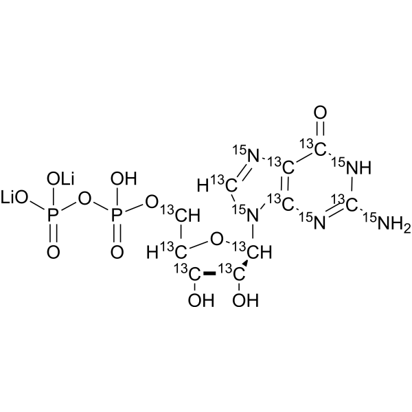 Guanosine <em>5</em>'-diphosphate-<em>13</em>C10,15N<em>5</em> dilithium