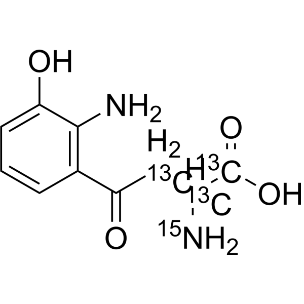 3-Hydroxykynurenine-<sup>13</sup>C<sub>3</sub>,<sup>15</sup>N Chemical Structure