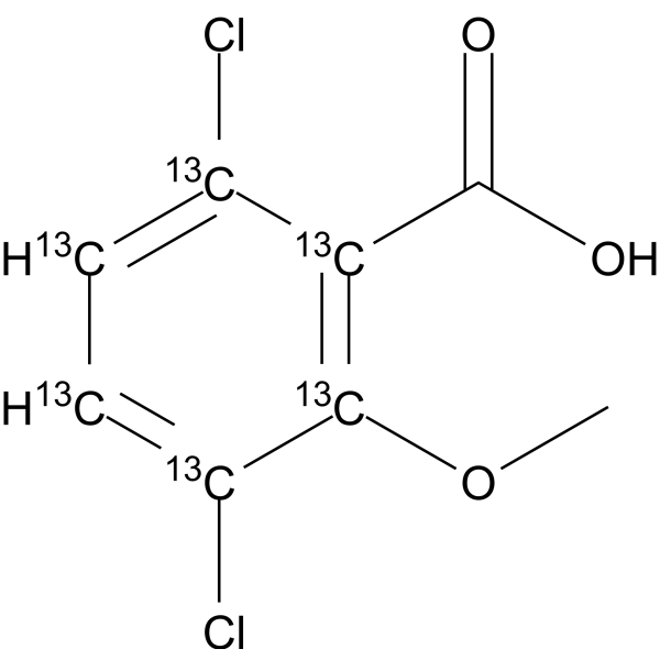 Dicamba-<sup>13</sup>C<sub>6</sub> Chemical Structure