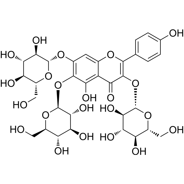 6-Hydroxykaempferol 3,6,7-tri-O-β-D-glucoside Chemical Structure
