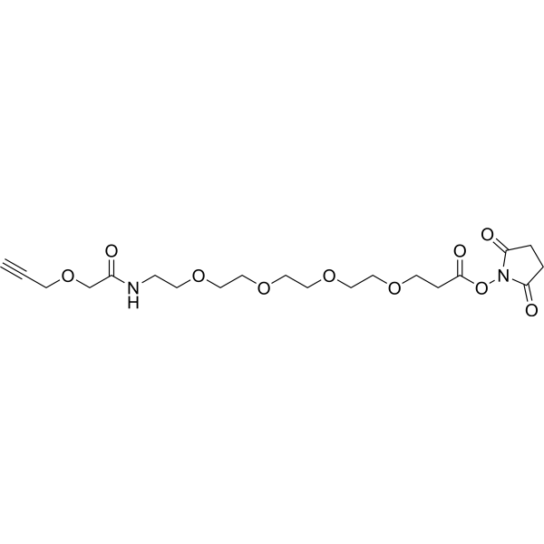 Propargyl-O-C1-amido-PEG4-C2-NHS ester Chemical Structure