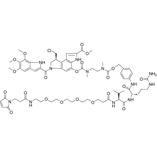 Mal-PEG4-VC-PAB-DMEA-Seco-Duocarmycin SA Chemical Structure