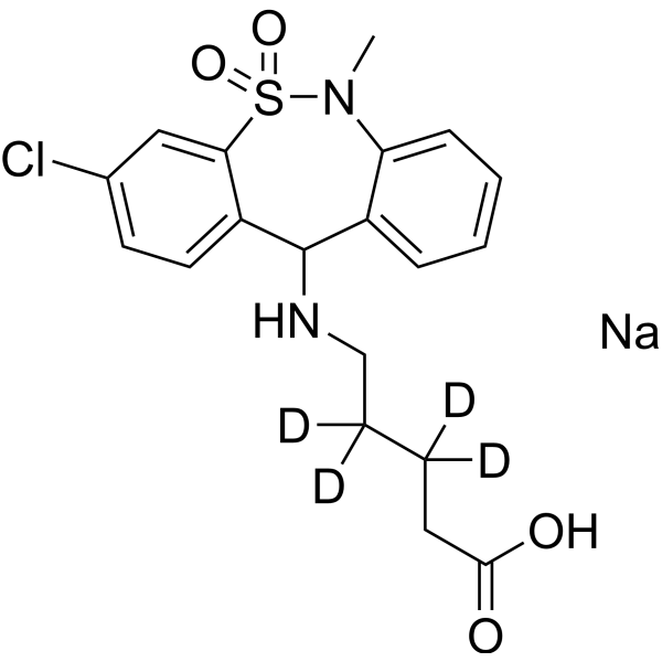 Tianeptine Metabolite MC5-d<sub>4</sub> sodium Chemical Structure