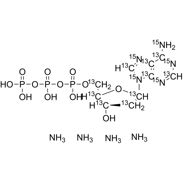 2'-Deoxyadenosine-<em>5</em>'-triphosphate-<em>13</em><em>C</em>10,15N<em>5</em> (tetraammonia)