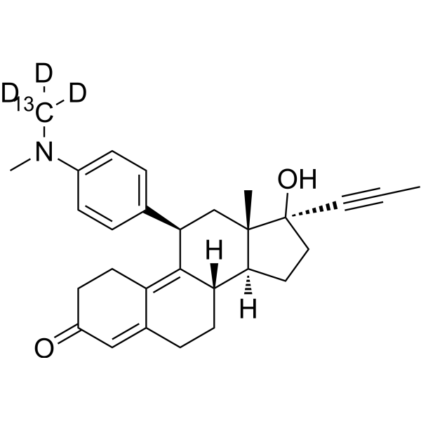 Mifepristone-<sup>13</sup>C,d<sub>3</sub> Chemical Structure