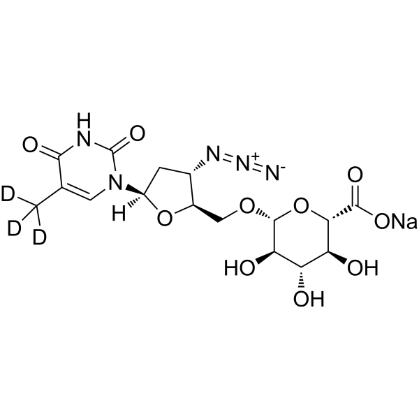 Zidovudine O-β-D-glucuronide-d<sub>3</sub> sodium Chemical Structure