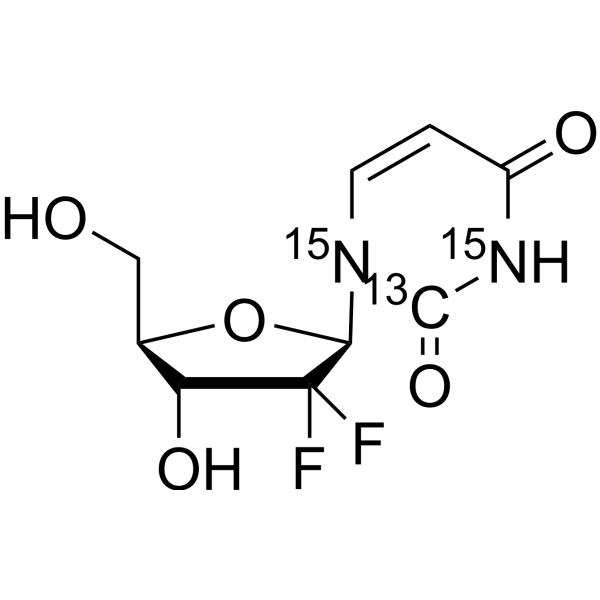 2′,2′-Difluorodeoxyuridine-<sup>13</sup>C,<sup>15</sup>N<sub>2</sub> Chemical Structure