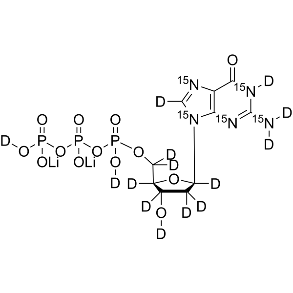 dGTP-<sup>15</sup>N<sub>5</sub>,d<sub>14</sub> dilithium Chemical Structure