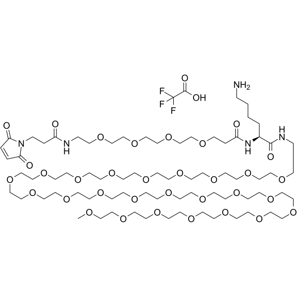 Mal-PEG4-Lys(TFA)-NH-m-PEG24 Chemical Structure