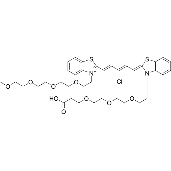 <em>N</em>-(m-PEG<em>4</em>)-<em>N</em>'-(Acid-PEG3)-benzothiazole Cy<em>5</em>
