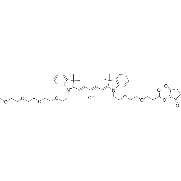 N-(m-PEG4)-N'-(PEG2-NHS ester)-Cy5 Chemical Structure