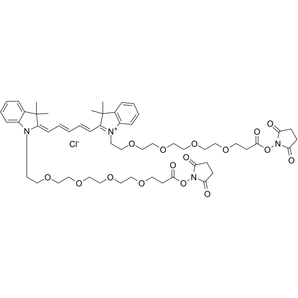 Bis-(N,N'-PEG4-NHS ester)-Cy5 Chemical Structure
