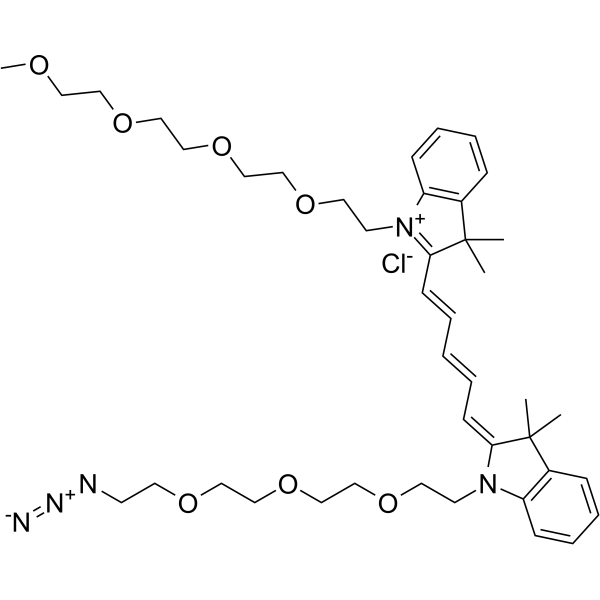 N-(m-PEG4)-N'-(azide-PEG3)-Cy5 Chemical Structure
