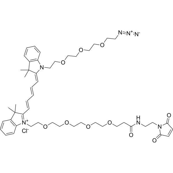 N-(azide-PEG3)-N'-(Mal-PEG4)-Cy5 Chemical Structure