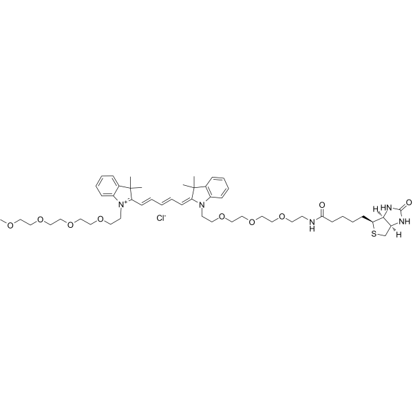 N-(m-PEG4)-N'-(biotin-PEG3)-Cy5 Chemical Structure