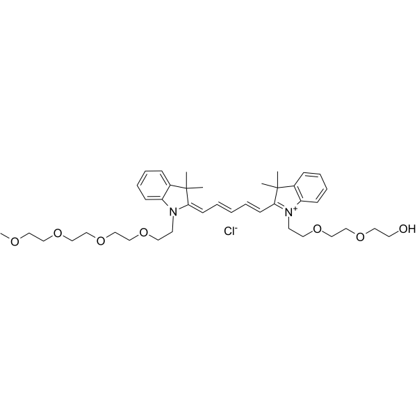 N-(m-PEG4)-N'-(hydroxy-PEG2)-Cy5 Chemical Structure