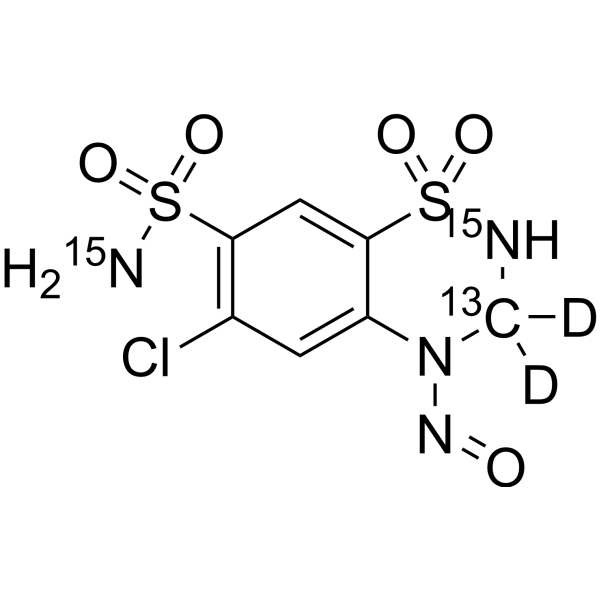 4-Nitroso hydrochlorothiazide-13<em>C</em>,15N2,d2