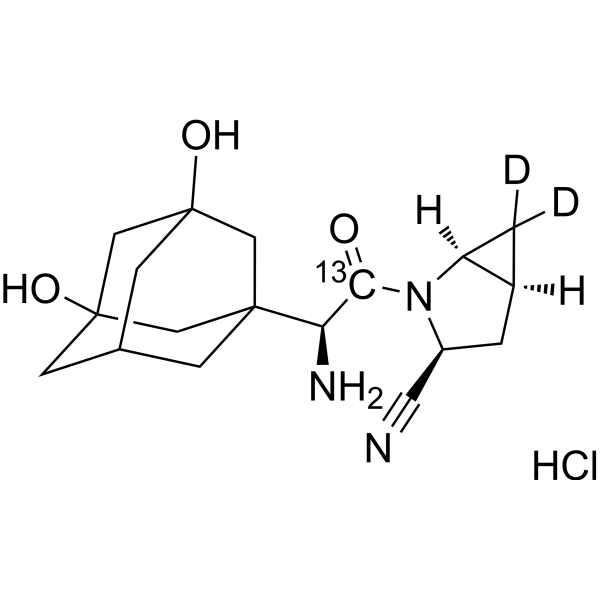 5-Hydroxy Saxagliptin-<sup>13</sup>C,d<sub>2</sub> hydrochloride Chemical Structure