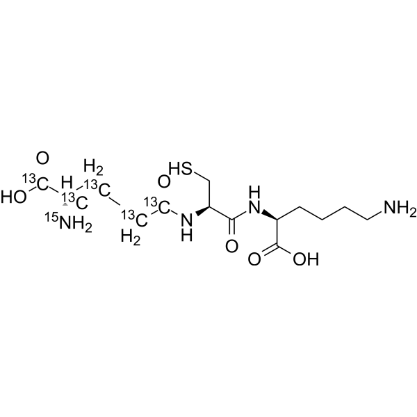 L-γ-Glutamyl-L-cysteinyl-L-lysine-<sup>13</sup>C<sub>5</sub>,<sup>15</sup>N Chemical Structure