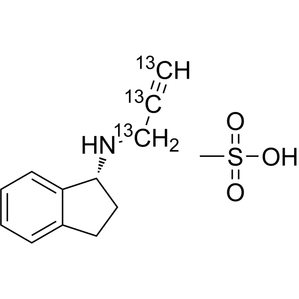 Rasagiline-<sup>13</sup>C<sub>3</sub> mesylate Chemical Structure