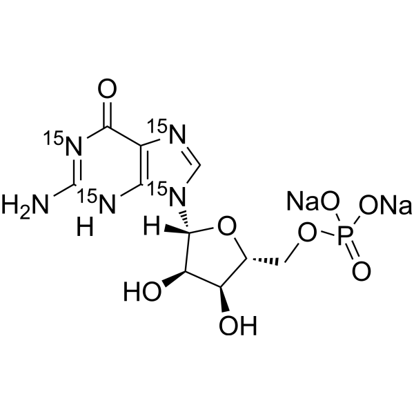 ((2R,3S,4R,5R)-5-(2-Amino-6-oxo-3,6-dihydro-9H-purin-9-yl)-3,4-dihydroxytetrahydrofuran-2-yl)<em>methyl</em> phosphate-15N4 sodium