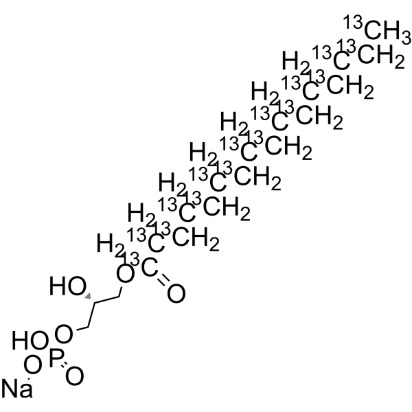 1-Palmitoyl-2-hydroxy-sn-glycero-3-phosphate-<sup>13</sup>C<sub>16</sub> sodium Chemical Structure