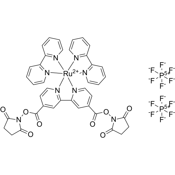 Ru(bpy)2(dcbpy)NHS dihexafluorophosphate Chemical Structure