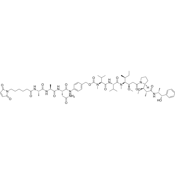 Mc-Alanyl-Alanyl-Asparagine-PAB-MMAE Chemical Structure