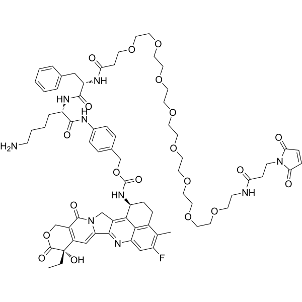 Mal-PEG8-Phe-Lys-PAB-Exatecan Chemical Structure
