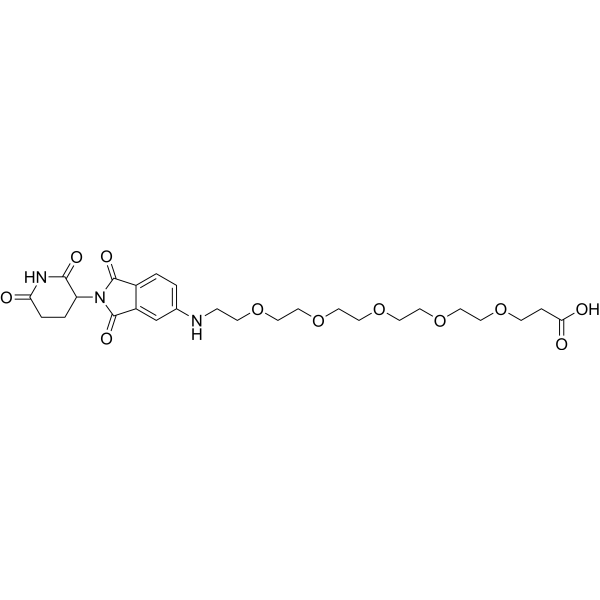 Pomalidomide-5'-PEG5-C2-COOH Chemical Structure