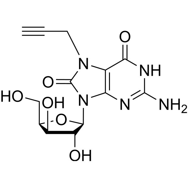 7-Propargyl-7,8-dihydro-8-oxo-9-(β-D-xylofuranosyl)guanine Chemical Structure