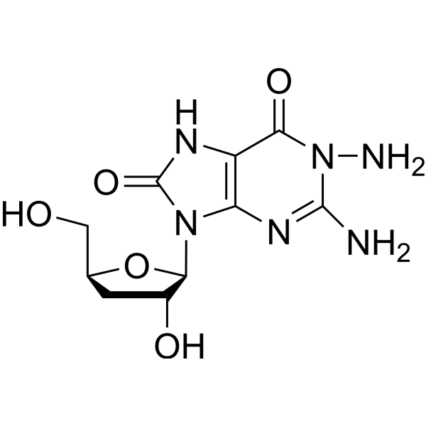 1-Amino-3’-deoxy-7,8-dihydro-8-oxoguanosine Chemical Structure