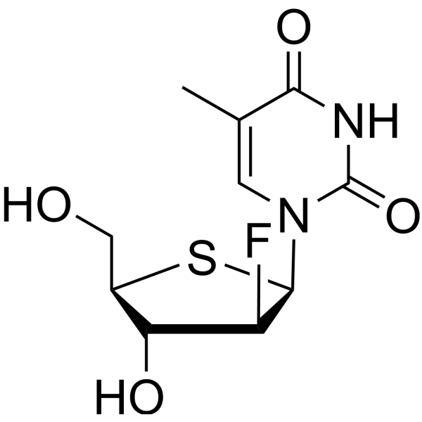 2’-Deoxy-2’-fluoro-5-methyl-4’-thio-β-D-arabino uridine Chemical Structure
