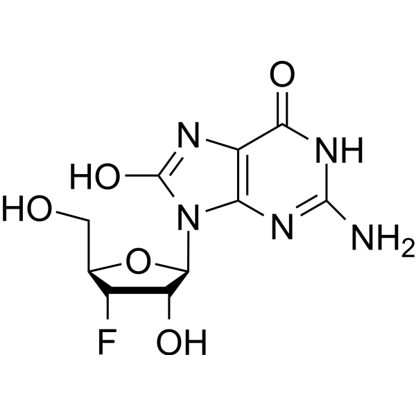 8-Hydroxy-3'-deoxy-3'-fluoroguanosine Chemical Structure