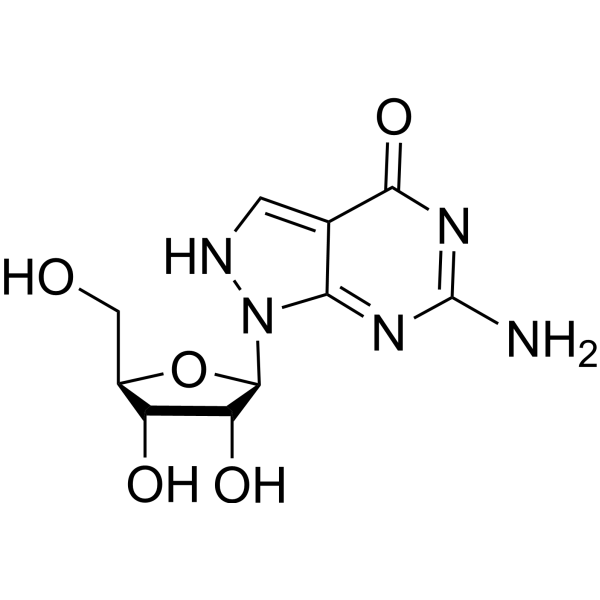 6-Amino-1,2-dihydro-2-β-D-ribofuranosyl-4H-pyrazolo[3,4-d]pyrimidin-4-one Chemical Structure