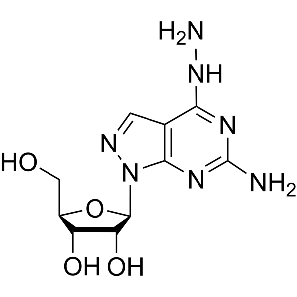 6-Amino-4-hydrozino-2-(β-D-ribofuranosyl)-2H-pyrazolo[3,4-d]pyrimidine Chemical Structure