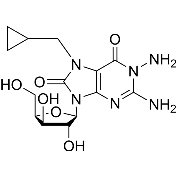 1-Amino-7-cyclopropyl methyl-7,8-dihydro-8-oxo-9-(β-D-xylofuranosyl)guanine Chemical Structure