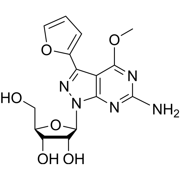 6-Amino-<em>3</em>-(furan-2-yl)-4-methoxy-<em>1</em>-(β-D-ribofuranosyl)-<em>1</em>H-pyrazolo[<em>3</em>,4-d]pyrimidine