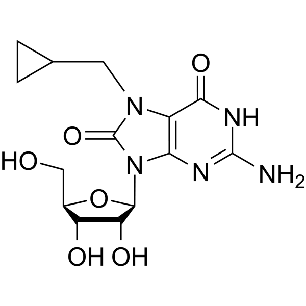 7-Cyclopropyl methyl-7,8-dihydro-8-oxo-9-(β-D-ribofuranosyl)guanine Chemical Structure