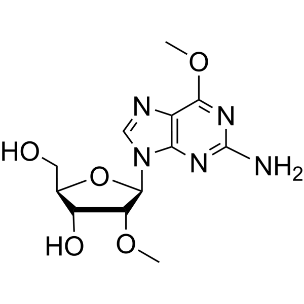 2-Amino-6-O-methyl-2’-O-methyl purine riboside Chemical Structure