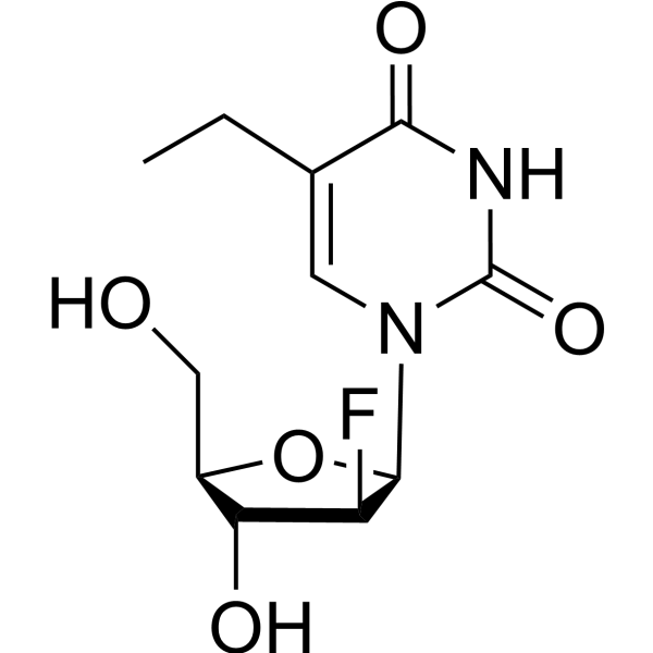 1-(2-Deoxy-2-fluoro-β-D-arabinofuranosyl)-5-ethyl-2,4(1H,3H)-pyrimidinedione Chemical Structure