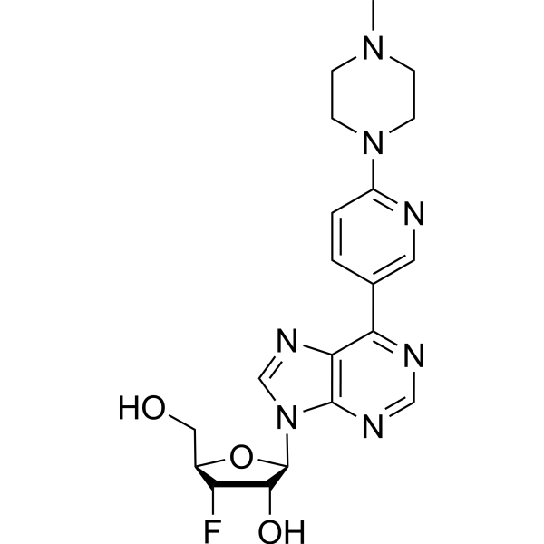 9-(3-Deoxy-3-fluoro-β-D-ribofuranosyl)-6-[6-(4-methylpiperazinyl) pyridin-3-yl]purine Chemical Structure