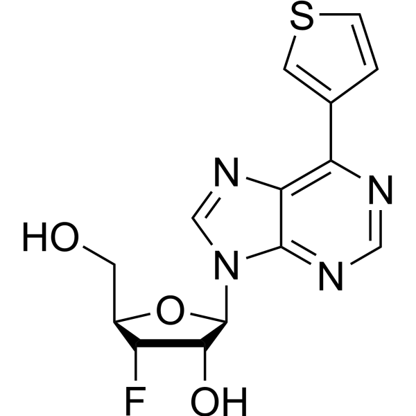 6-(Thiophen-3-yl)purine-beta-D-(3’-deoxy-3’-fluoro)riboside Chemical Structure