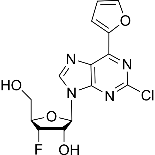 2-Chloro-6-(furan-2-yl) purine-beta-D-(3’-deoxy-3’-fluoro)-riboside Chemical Structure