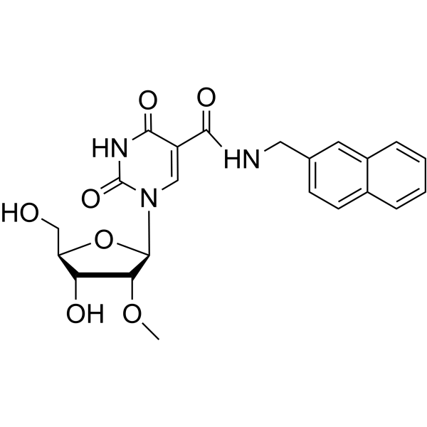 5-Naphthyl-beta-methylaminocarbony-2’-O-methyluridine Chemical Structure