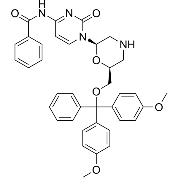 N4-Benzoyl-7’-O-(4,4’-dimethoxytrityloxy)morpholinocytosine Chemical Structure